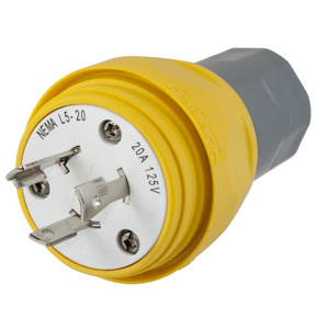 Hubbell Wiring Straight Locking Plugs 20 A 125 V 2P3W L5-20P Uninsulated Twist-Lock® Watertight