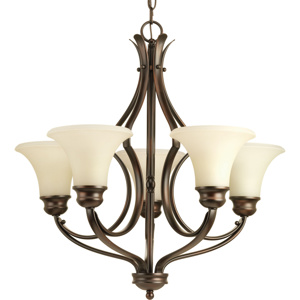 Progress Lighting Applause Series Traditional/Casual Chandeliers Incandescent Antique Bronze Natural Parchment Glass