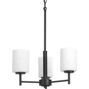 Progress Lighting Replay Series Contemporary/Soft Chandeliers Incandescent Black Frosted Glass