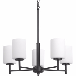 Progress Lighting Replay Series Contemporary/Soft Chandeliers Incandescent Black Frosted Glass