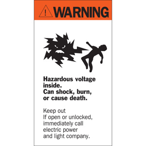 Brady B-302 Electrical Hazard Safety Signs <em class="search-results-highlight">8</em> in Height x <em class="search-results-highlight">4</em>-1/2 in Width Warning- Hazardous Voltage Inside Aluminum Black/Red on White