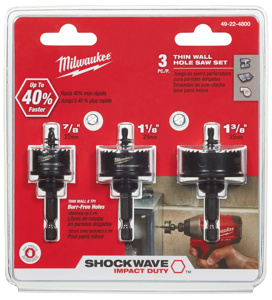 Milwaukee SHOCKWAVE™ Impact Duty™ Thin Wall Hole Saw Sets 3 Piece 7/8 in, 1-1/8 in, 1-3/8 in