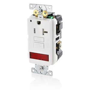 Leviton SmartlockPro® GFPL2 Series GFCI Single Receptacle Outlets 20 A 5-20R White Tamper-resistant