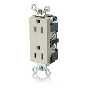 Leviton TDR15 Series Duplex Receptacles 15 A 125 V 2P3W 5-15R Heavy-Duty Industrial Specification Grade Tamper-resistant Almond<multisep/>Almond