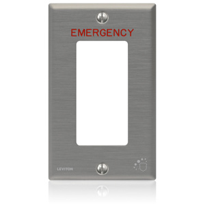 Leviton Standard Decorator Wallplates 1 Gang Metallic Stainless Steel coated with Antimicrobial Polyurethane Powdercoating Emergency Device