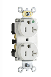Pass & Seymour TR8300-HPI Series Power-in Duplex Receptacle 20 A 125 V 2P3W 5-20R Hospital Tamper-resistant Ivory