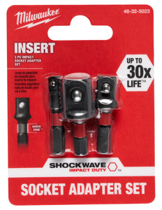 Milwaukee SHOCKWAVE™ Insert Impact Socket Adapters 3/8 in, 1/4 in, 1/2 in 1.875 in