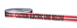 Milwaukee Detectable Underground Hazard Tape Black on Red<multisep/>Silver 2 in x 1000 ft Caution Electric Line Below
