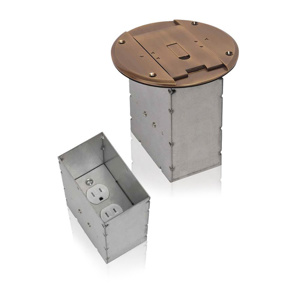 ABB Thomas & Betts Residential Drop-in Round Flush Service Floor Boxes Metallic 1 Gang Flush