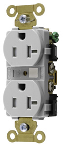 Hubbell Wiring Straight Blade Duplex Receptacles 20 A 125 V 2P3W 5-20R Specification HBL® Extra Heavy Duty Max Tamper-resistant White