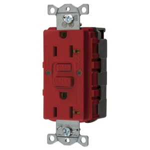 Hubbell Wiring SNAPConnect® Style Line® GFRST20 Series Decorator Duplex GFCIs 20 A 5-20R Red Tamper-resistant