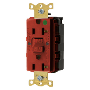 Hubbell Wiring SNAPConnect® Style Line® GFRST83 Series Decorator LED Duplex GFCIs 20 A 5-20R Red
