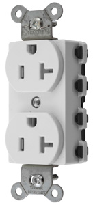Hubbell Wiring Straight Blade Duplex Receptacles 20 A 125 V 2P3W 5-20R Industrial SNAPConnect® Tamper-resistant White
