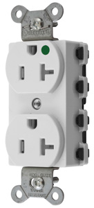 Hubbell Wiring Straight Blade Duplex Receptacles 20 A 125 V 2P3W 5-20R Hospital SNAPConnect® Tamper-resistant White