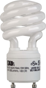 Eiko SP Series Self-ballasted Compact Fluorescent Lamps Twist CFL 2-pin GU24 4100 K 13 W