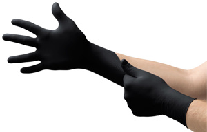 Ansell MICROFLEX® Onyx® N64 Disposable Textured Powder-free Gloves Large Nitrile Latex-free Black