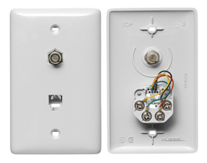 Hubbell Wiring NS747 Netselect® Series Faceplate 1-Coax 1-RJ11/RJ14 White