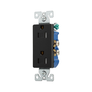 Eaton Wiring Devices TR1107 Series Duplex Receptacles 15 A 125 V 2P3W Residential Tamper-resistant Black