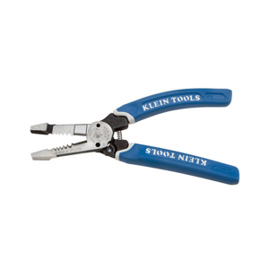 Klein Tools Klein-Kurve® Cable Cutter & Strippers 16 - 8 AWG Solid, 18 - 10 AWG Stranded Blue/White Curved