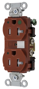 Hubbell Wiring Straight Blade Duplex Receptacles 20 A 125 V 2P3W 5-20R Hospital Hubbell-Pro™ Tamper-resistant Red