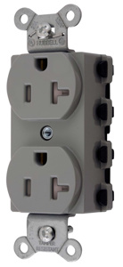 Hubbell Wiring Straight Blade Duplex Receptacles 20 A 125 V 2P3W 5-20R Industrial SNAPConnect® Tamper-resistant Gray