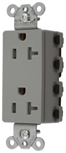 Hubbell Wiring Straight Blade Decorator Duplex Receptacles 20 A 125 V 2P3W 5-20R Specification SNAPConnect® Style Line® Tamper-resistant Gray