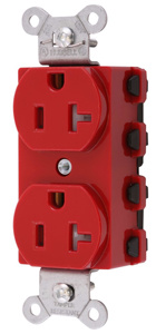 Hubbell Wiring Straight Blade Duplex Receptacles 20 A 125 V 2P3W 5-20R Industrial SNAPConnect® Tamper-resistant Red