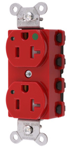 Hubbell Wiring Straight Blade Duplex Receptacles 20 A 125 V 2P3W 5-20R Hospital SNAPConnect® Tamper-resistant Red
