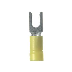Panduit Insulated Locking Fork Terminals 12 - 10 AWG Funnel Barrel Vinyl Yellow