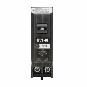 Eaton Cutler-Hammer BRP-GF Series Plug-in Ground Fault Circuit Breakers 20 A 120/240 VAC 10 kAIC 1 Pole 1 Phase