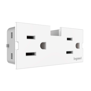 Wiremold APTR adorne® Series Outlet Modules 15 A 120 V Residential Dry Location White