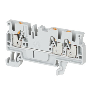 Rockwell Automation 1492-P IEC Push-in Feed-thru Terminal Blocks Push-in 1 Level, 3 Point (Side A: 1, Side B: 2) 28 - 12 AWG