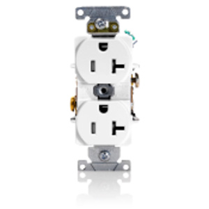 Leviton T5362 Series Duplex Receptacle 20 A 125 V 2P3W 5-20R Heavy-Duty Industrial Specification Grade Tamper-resistant White