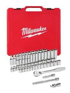 Milwaukee FOUR FLAT™ Metric/SAE Socket Sets Deep/Standard 3/8 in 56 Piece