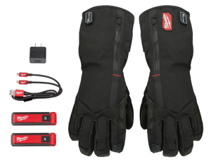 Milwaukee REDLITHIUM™ USB Rechargeable Heated Gloves Medium Black Leather, Polyester, Terry Cloth
