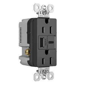 TR15USBACBK 15A 125V DUP TR REC USB A/C