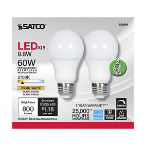 Satco Products A19 Series A-line LED Lamps A19 9.8 W Medium (E26)