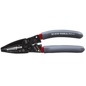 Klein Tools Klein-Kurve® Cable Crimper, Cutter & Strippers 26 - 10 AWG Solid, 28 - 12 AWG Stranded Gray/Red Straight