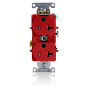 Leviton T5362 Series Duplex Receptacle 20 A 125 V 2P3W 5-20R Heavy-Duty Industrial Specification Grade Tamper-resistant Red