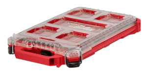 Milwaukee PACKOUT™ Low Profile Compact Organizers 8 in W x 12 in D x 1.8 in H (Interior)<multisep/>9.8 in W x 16.2 in D x 2.5 in H (Exterior) 5 Storage Bins