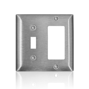 Leviton Standard Decorator Toggle Wallplates 2 Gang Stainless Steel 302 Stainless Steel Device