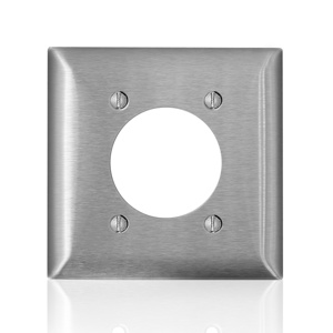 Leviton Standard Round Hole Wallplates 2 Gang 2.15 in Stainless Steel 302 Stainless Steel Device