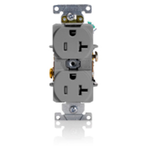 Leviton T5362 Series Duplex Receptacle 20 A 125 V 2P3W 5-20R Heavy-Duty Industrial Specification Grade Tamper-resistant Gray
