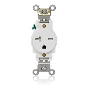 Leviton T5461 Series Single Receptacles 20 A 250 V 2P3W 6-20R Industrial Tamper-resistant White