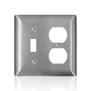 Leviton Standard Duplex Toggle Wallplates 2 Gang Stainless Steel 302 Stainless Steel Device