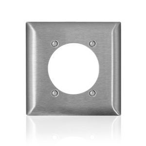 Leviton Standard Round Hole Wallplates 2 Gang 2.465 in Stainless Steel 302 Stainless Steel Device