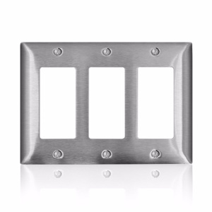 Leviton Standard Decorator Wallplates 3 Gang Stainless Steel 302 Stainless Steel Device