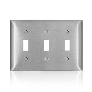 <em class="search-results-highlight">Leviton</em> Standard Toggle Wallplates 3 Gang Stainless Steel 302 Stainless Steel Device