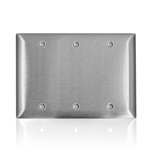 <em class="search-results-highlight">Leviton</em> Standard Blank Wallplates 3 Gang Stainless Steel 302 Stainless Steel Box