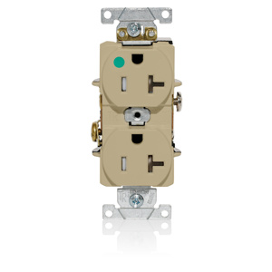 Leviton T8300 Series Duplex Receptacles 20 A 125 V 2P3W 5-20R Heavy-Duty Hospital Grade Tamper-resistant Ivory<multisep/>Ivory